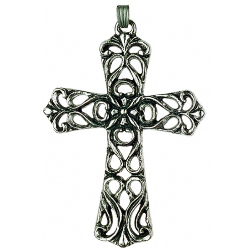 Pewter Ornament Filigree-Cross with antique finish