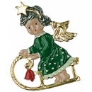 Zinnfigur Engel mit Schlitten