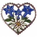 Zinnfigur Herz Enzian und Edelweiß