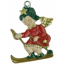 Zinnfigur Engel auf Ski