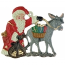 Zinnfigur Weihnachtsmann mit Esel