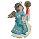 Zinnfigur Engel mit 1 Kerze blau