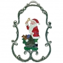 Zinnfigur Weihnachtsmann mit Sack im Rahmen