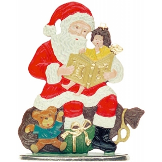 Zinnfigur Weihnachtsmann mit Buch zum Stellen