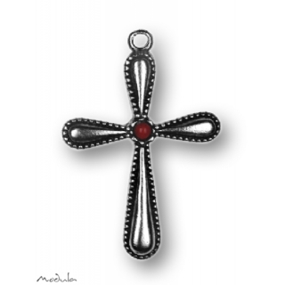 Anhänger Minikreuz antik/Stein rot