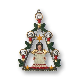 Zinnfigur Engel mit Kerzen und 10 Steinen kristall