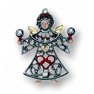 Zinnfigur Ornament-Engel mit 6 Steinen kristall