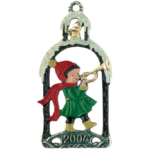 Pewter Ornament Christmas Motive 2004 Girl with Trumpet