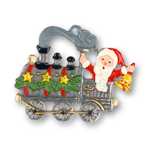 Pewter Ornament Locomotive with Santa Claus