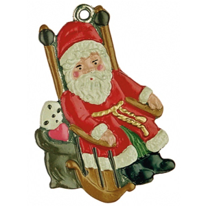 Pewter Ornament Santa Claus in Rocking Chair