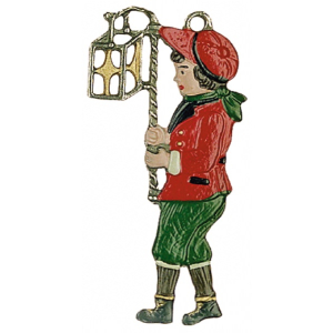 Pewter Ornament Boy with Lamp