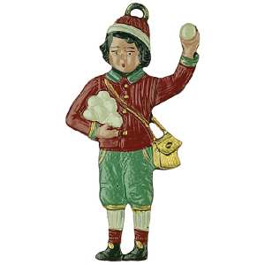Pewter Ornament Boy with Snowball