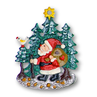 Pewter Ornament Santa Claus in the Forest