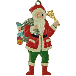 Pewter Ornament Santa Claus with Bell