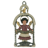 Pewter Ornament Christmas Motiv 2008 Angel with ribbon