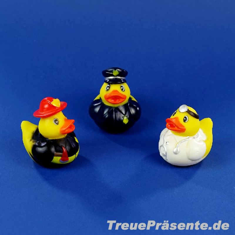 Badeente Mit Beruf 5cm - Arzt, Polizist Oder Feuerwehr, Aus Vinyl, Für Kinder