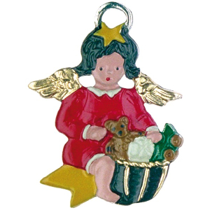 Pewter Ornament Angel with Basket