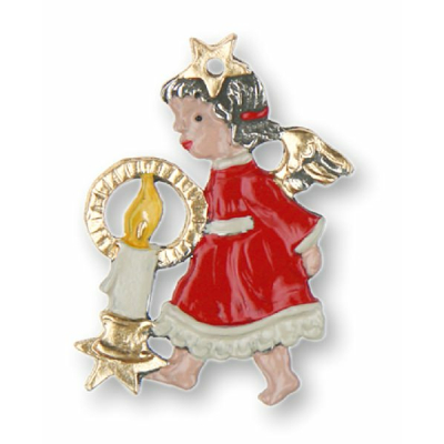 Pewter Ornament Angel with Candle