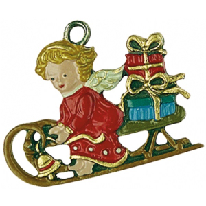 Pewter Ornament Sleigh-Angel