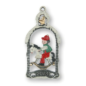 Pewter Ornament Christmas Motiv 2013 Boy on Rocking Horse