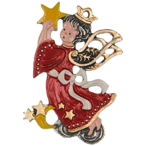 Pewter Ornament Angel with Star and Moon