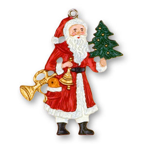Pewter Ornament Santa Claus with Fanfare