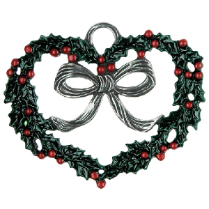 Pewter Ornament Holly Heart