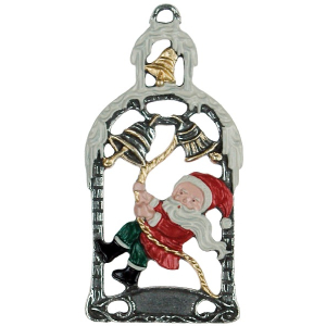 Pewter Ornament Santa Claus with Bells