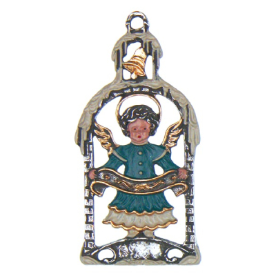 Pewter Ornament Angel with Ribbon in a Bow