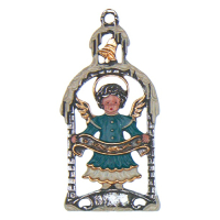 Pewter Ornament Angel with Ribbon in a Bow