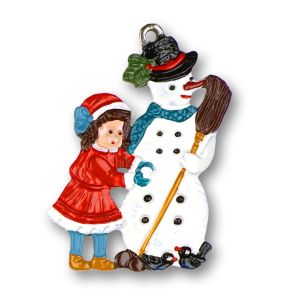 Pewter Ornament Child with Snowman