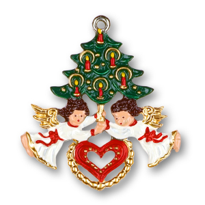 Pewter Ornament Angels with Heart