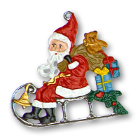 Pewter Ornament Santa Claus sitting on a Sleigh