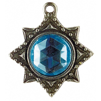 Pewter Ornament Christmas Tree Decoration Star antique finish Stone aqua