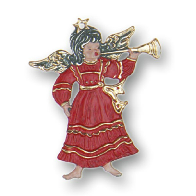Zinnfigur Engel mit Posaune rot