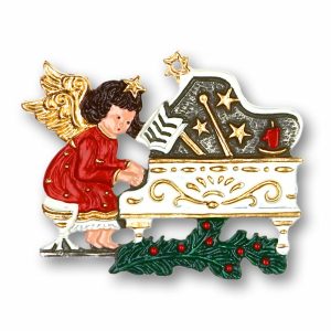 Pewter Ornament Angel at the Piano