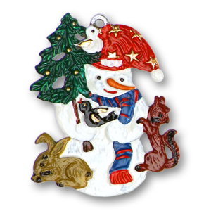 Zinnfigur Schneemann mit Christbaum