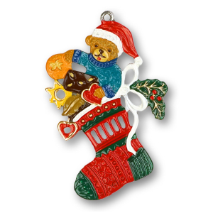 Pewter Ornament Boot with Teddy