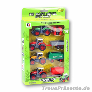 Spielzeug-Traktor 4er-Set, 24 x 17 cm, Metall/Kunststoff