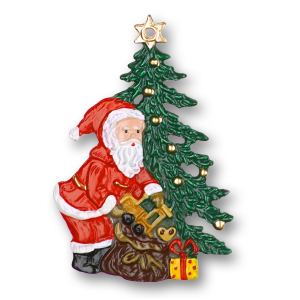 Pewter Ornament Santa Claus with Tree