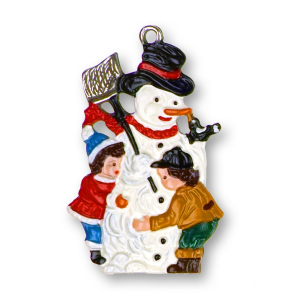 Pewter Ornament Snowman with Children