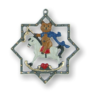 Pewter Ornament Teddy in a Star