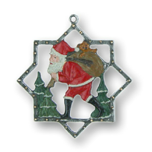 Pewter Ornament Santa Claus in a Star