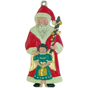 Pewter Ornament Santa Claus with Angel