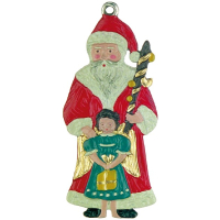Pewter Ornament Santa Claus with Angel