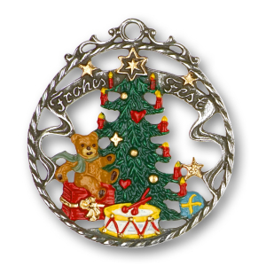 Pewter Ornament "Frohes Fest" round