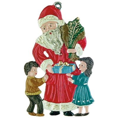 Pewter Ornament Santa Claus with Children