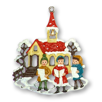 Pewter Ornament Singers in front of Church