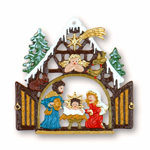 Pewter Ornament Nativity big