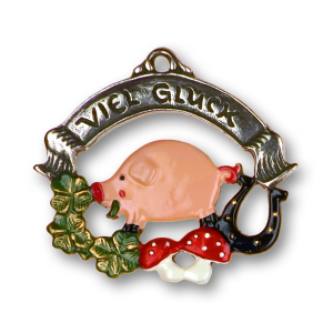 Pewter Ornament Pig Good Luck "Viel Glück"